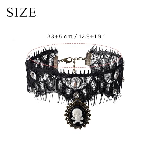 MILAKOO Lace Tattoo Choker for Women Elegant Goth & Elegant Necklace Collarbone Pearl Pendant Collar - color: Black B