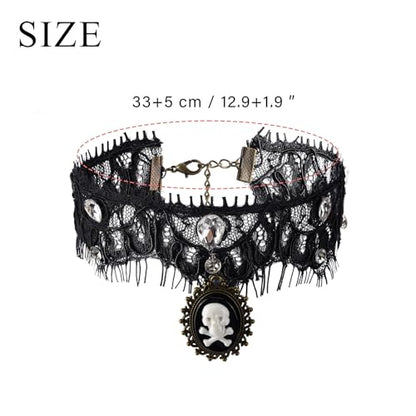 MILAKOO Lace Tattoo Choker for Women Elegant Goth & Elegant Necklace Collarbone Pearl Pendant Collar - color: Black B