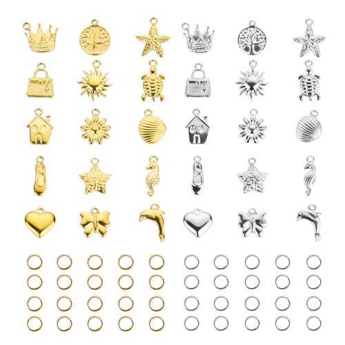 30PCS Stainless Steel Charm for Jewelry Making, Assorted Bulk Charms for DIY Necklace Bracelet Earring Craft Supplies - color: Gold and Silver