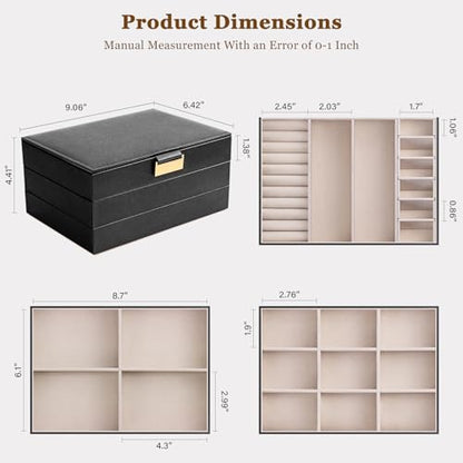 Stackable Jewelry Organizer Trays, 3-Layer jewelry drawer organizer, Perfect for Women and Girls to Store Necklaces, Rings, Bracelets, Earrings, Watches with Removable Dividers for Dresser & Vanity