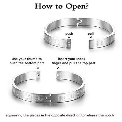 3pcs/set Classical Handmade Braiding Bracelet Hip Hop Men Pave CZ Leopard Head Roman Numeral Bracelet Stainless Steel Jewelry - color: 3pcs A Silver Set A