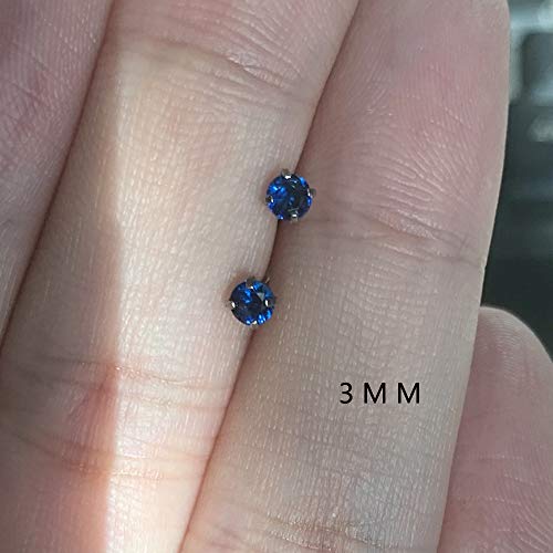6 Pairs Stud Earrings Set, Hypoallergenic Cubic Zirconia Earrings 316L Stainless Steel CZ Earrings 3-8mm - color: A-Royal blue CZ