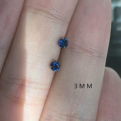 6 Pairs Stud Earrings Set, Hypoallergenic Cubic Zirconia Earrings 316L Stainless Steel CZ Earrings 3-8mm - color: A-Royal blue CZ