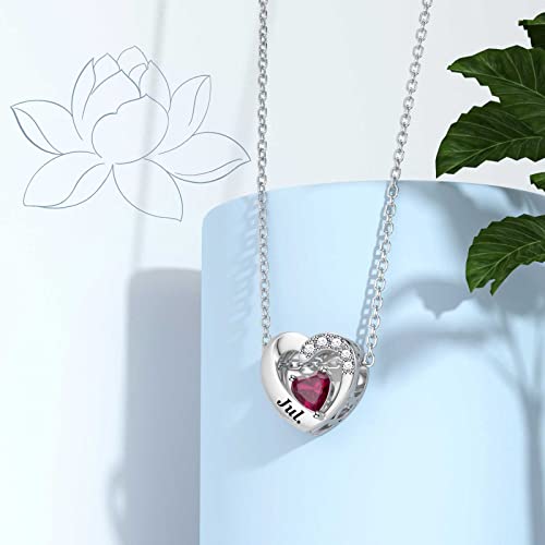 SEVENWELL Jan-Dec Birthstone Charms for Pandora Bracelets, Heart Charm | Fits Most European Charm Bracelets, Sparkling Heart CZ, Birth Flower Engraved, Gift Ready, Nickel-Free - color: July Birthstone Charm