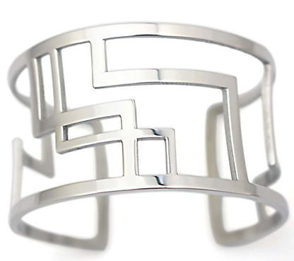 Women's Stainless Steel Hollow Out Geometric Open Cuff Bangle Bracelets Wide Armband
