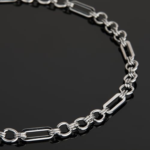UMAOKANG 2 Meters Stainless Steel Paperclip Chain Bulk for Jewelry Making | High Polish Silver Paper Clip Link Chain on Spool with Lobster Clasps Jump Rings - color: Paperclip (Steel)