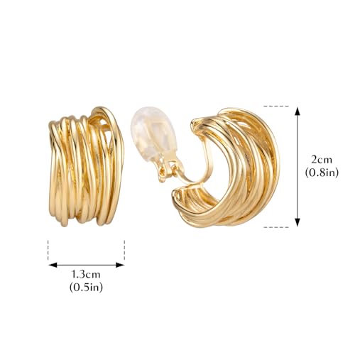 Chunky Clip On Earrings for Women Earrings Non-piercing Hoop Earrings - color: Gold
