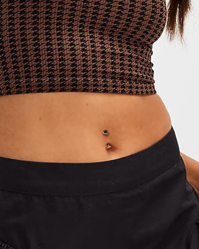 COCHARM G23 Solid Titanium Belly Button Rings Floating Belly Navel Rings 14G Internally Threaded Belly Piercing Jewelry Hypoallergenic - color: BK-10MM