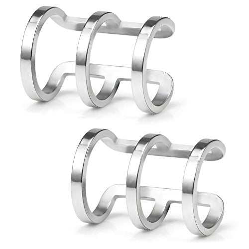 Stainless Steel Ear Cuff Non piercing Fake Clip-on Cartilage Earring Set Women Men 6pcs - color: 6PCS - Silver