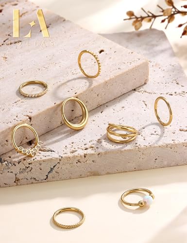 LOLIAS Septum Nose Rings Hoops - 316L Surgical Steel Septum Rings CZ Opal Silver 14K Gold Plated Hoop Nose Ring for Women 16G/18G Clicker Cartilage Earring Conch Daith Nostril Piercing Jewelry 8mm/10mm 8Pcs - color: 14K Gold, size: 18G 10MM