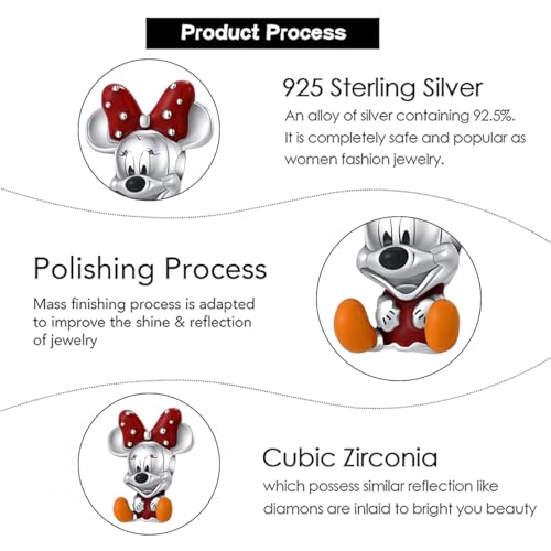Charm for Bracelets and Necklaces Heart Cat Flower Boy 925 Sterling Silver Bead Birthday Jewelry Gift for Women - color: Cute Mouse Charm