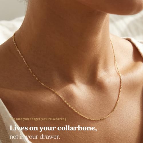 KEZEF 18K Gold Plated 925 Sterling Silver Box Chain Necklace for Women, 1mm Thin & Sturdy Italian Chain Necklace, Rose Gold & Silver Available, 15/16/18/20/22/24/30 Inch - color: Sterling Silver, size: 16 Inch