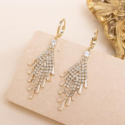Jean Beau Drop Hoop Earrings for Women, Fasion Jewelry Gift - color: Gold Tassel
