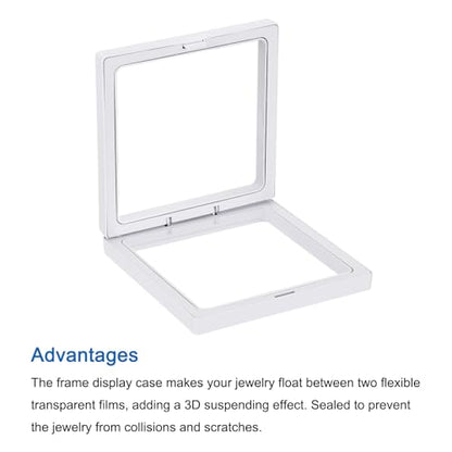 MECCANIXITY Floating Frame Display Holder Stand 3D Jewelry Display Box 4.33 x 4.33 x 0.79 Inch White for Ring Necklace Bracelet Earring Pack of 2 - color: White, size: 4.33 x 4.33 x 0.79 inch