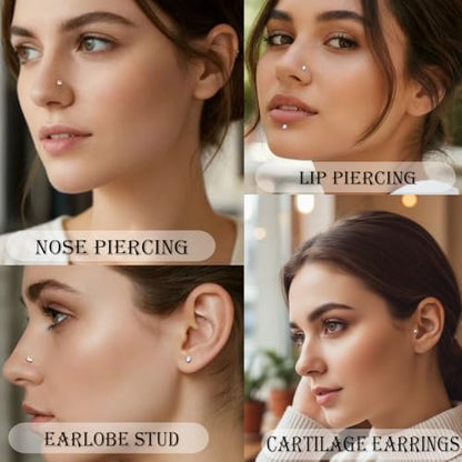 16G 18G 20G Hypoallergenic Threadless Flat Back Nose Studs Women | Medical Steel, CZ 1.5-3mm, Nostril Tragus Helix Piercing, A Secure Fit And Everyday Wear For Sensitive Skin - color: Gold+Silver-A