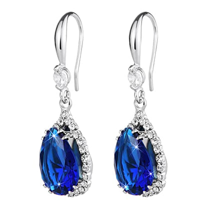 Linawe Imitation Diamond Dangle Earrings for Women Trendy, Rhinestone Drop Chandelier Earrings, Teardrop Crystal Cubic Zirconia Wedding Jewelry Set, 14K Gold/Rose Gold/Silver Tone - color: Silver,Sep