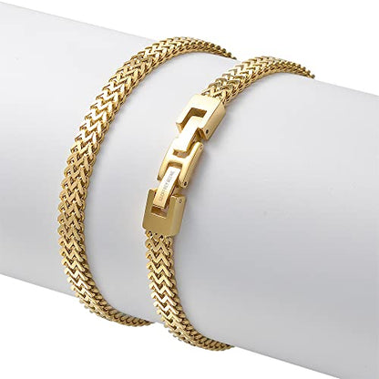 Geoffrey Beene Men’s Stainless Steel Double Franco Chain Bracelet with Extension - color: Gold, size: 9.5"