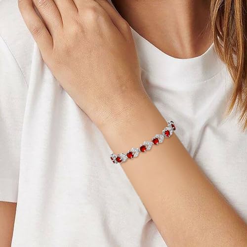 Crysdue Marquise Teardrop Cubic Zirconia Wedding Bridal & Prom Tennis Bracelets for Brides Bridesmaids, Silver/Gold/Rose Gold Plated Bracelet Gifts for Women - style: O_Red 7.1-8.2 Inch