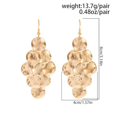 Gold Disc Tassel Dangle Drop Earrings for Women Layered Sequins Dangling Earring Sparkling Hanging Statement Jewelry Gift - color: gold4
