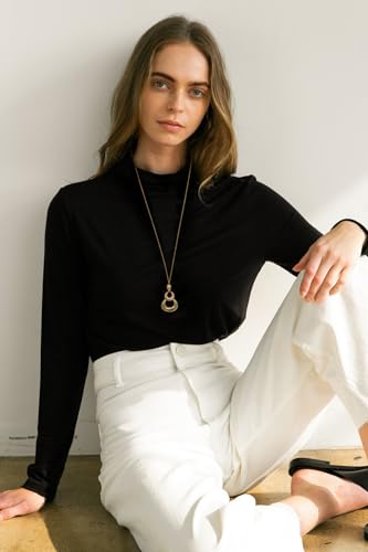PEARLADA 18k Gold Plated Chain Long Necklace, Boho Sweater Necklace for Women, Geometric Pendant Y Necklace - color: 3 Layered Hoop