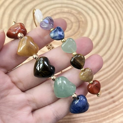 Heart Crystal Bracelet,Natural Gemstone Healing Bead Bracelet | Handmade Jewelry Gifts for Women Men,Graduation Gift for Her - color: S Love Bracelet