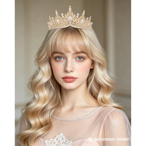 Casoty Gold Crystal Tiaras and Crowns for Women, Rhinestone Queen Headband Bridal Headpieces for Wedding Birthday Prom Quinceanera Pageant Party - color: Gold