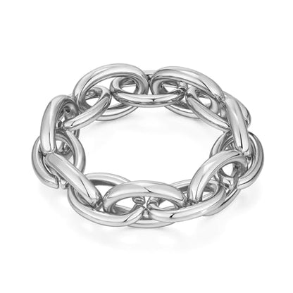 Chunky Gold Bracelet for Women Non Tarnish, Trendy Stretch Cuban Link Chain Plated Gold Bangle Bracelets - color: O-Chain-Silver