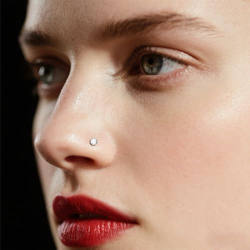8Pcs 316L Surgical Stainless Steel 20G Nose Studs Set, High Polish Finish Corkscrew Nose Rings, Clear Cubic Zirconia, Size 1.5-3MM - size: 8pcs/Screw/20G/Silver/3.0mm