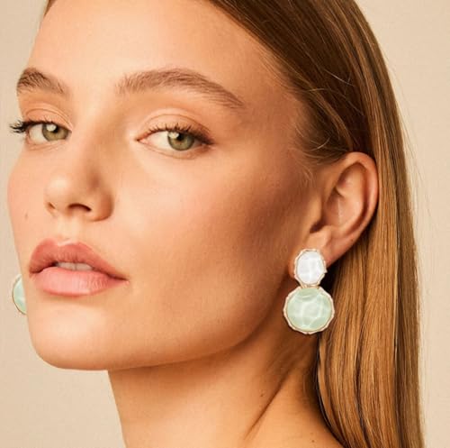 Resin Earrings for Women Acrylic Water Ripple Earring Boho Dangle Drop Earring - color: Light Green