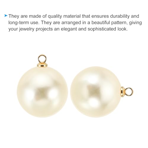 PATIKIL Pearl Charm, 100pcs Pearl Beads Faux Pearl Pendant Charm DIY for Jewelry Making Bracelets Earrings Necklace Crafts - color: Golden Beige, size: 18mm