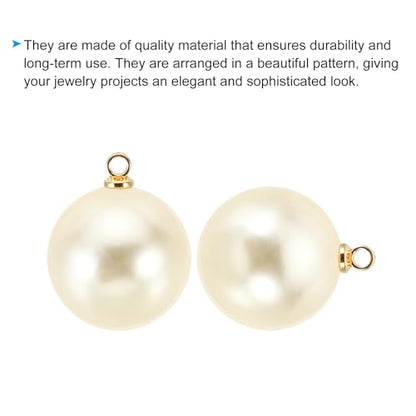 PATIKIL Pearl Charm, 100pcs Pearl Beads Faux Pearl Pendant Charm DIY for Jewelry Making Bracelets Earrings Necklace Crafts - color: Golden Beige, size: 18mm