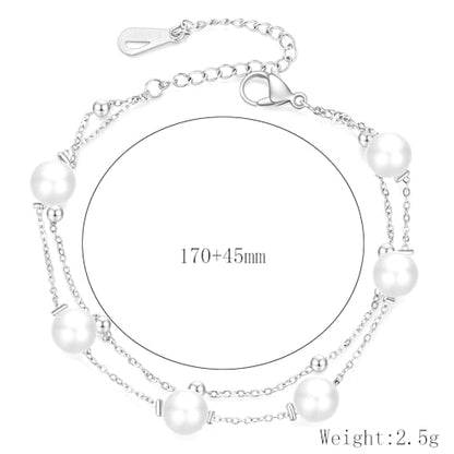 Jude Jewelers Stainless Steel Faux Pearl Chain Style Beaded Party Holiday Bracelet