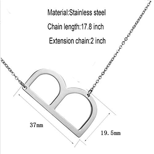 MOMOL Sideways Initial Necklace 18K Gold Plated Stainless Steel Large Big Letters Pendant Necklace Script Name Monogram Necklaces for Women - color: B
