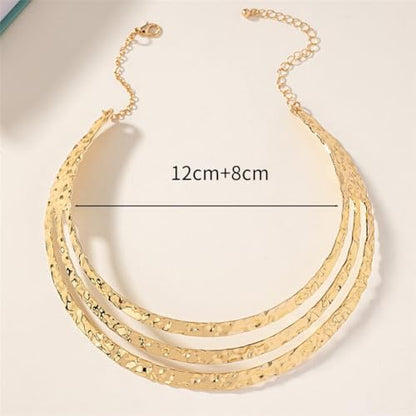 Chunky Gold Necklace Big Statement Chunky Necklace for Women African Tribe Wide Metal Choker Necklaces Jewelry - color: 04 Gold A