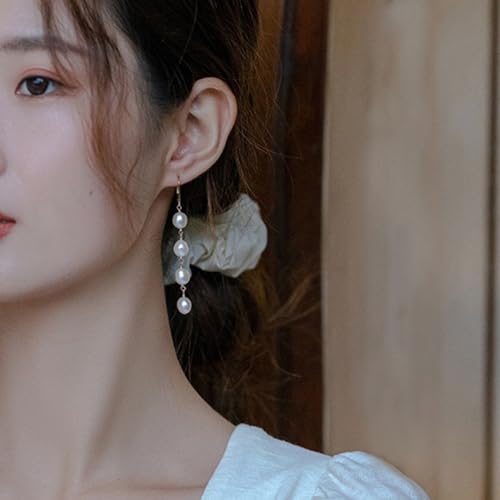 Pearl Earrings 14k Gold Plated Long Earrings Dangle Drop for Brides