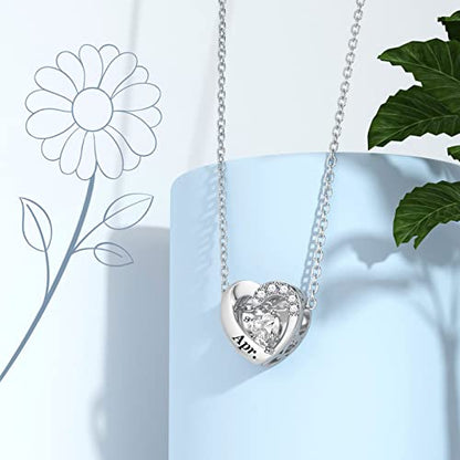 SEVENWELL Jan-Dec Birthstone Charms for Pandora Bracelets, Heart Charm | Fits Most European Charm Bracelets, Sparkling Heart CZ, Birth Flower Engraved, Gift Ready, Nickel-Free - color: April Birthstone Charm
