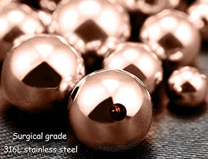 Prjndjw 25Pcs 14G 16G Replacement Balls internal thread & Externally Threaded Surgical Steel Balls Industrial Barbell Tongue Nipple Belly Button Eyebrow Rook Piercing Rings Parts 3MM-8MM - color: 25Pcs-14G-Rose Gold