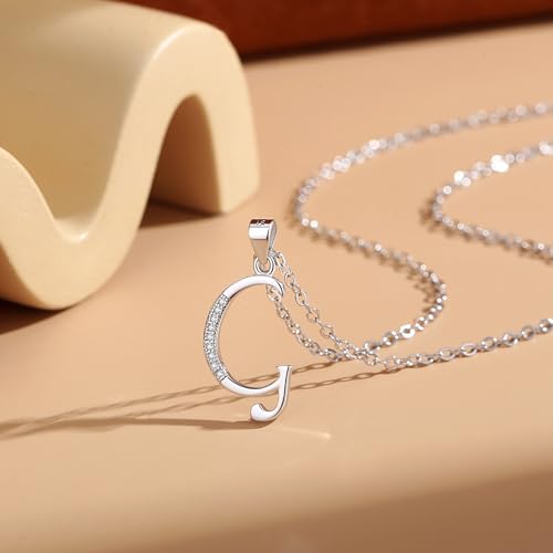 VIKI LYNN Dainty Initial Letter Pendant Necklace for Women | Cubic Zirconia Initial Jewelry, Personalized Letter Necklace, Dainty Women Jewelry, Birthday Gift Idea for Her, Mom and Wife - color: Silver, style: Silver-G