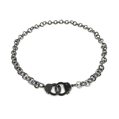 Succuba Stainless Steel Handcuff Choker Necklace Chain Pendant Choker Collar Necklace for Women and Men from 16 to 24 Inches with Box - color: B, size: 24 Inches