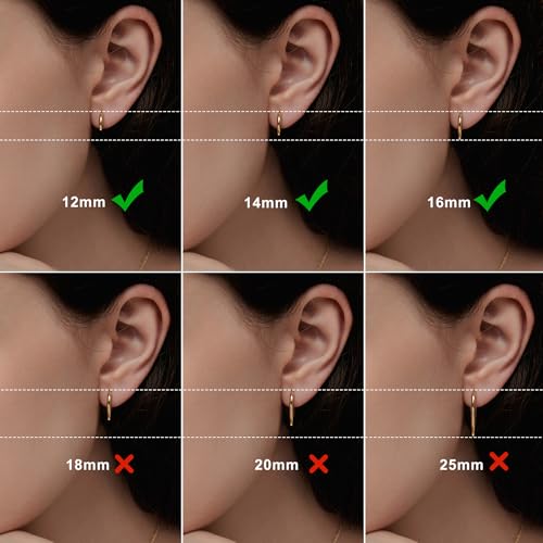 Silver Gold Hoop Earrings for Women Men, 316L Surgical Stainless Steel Huggie Hoop Earrings Set Hypoallergenic Small Cartilage Earrings Lightweight Hoop Earrings Huggie Set - color: gold-12/14/16mm