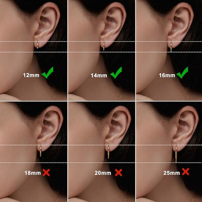 Silver Gold Hoop Earrings for Women Men, 316L Surgical Stainless Steel Huggie Hoop Earrings Set Hypoallergenic Small Cartilage Earrings Lightweight Hoop Earrings Huggie Set - color: gold-12/14/16mm