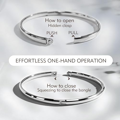 4mm Oval Silver Bangles for Women Dainty Sterling Silver Stackable Cuff Bracelets Non Tarnish Waterproof Hypoallergenic Bangle for Women Gifts Jewelry - color: Silver Bangle-7