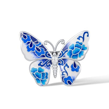 Santuzza 925 Sterling Silver Enamel Brooch Pin for Women - color: [A]Butterfly