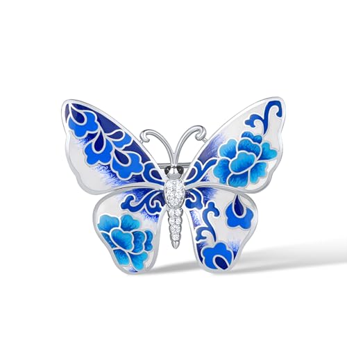 Santuzza 925 Sterling Silver Enamel Brooch Pin for Women - color: [A]Butterfly