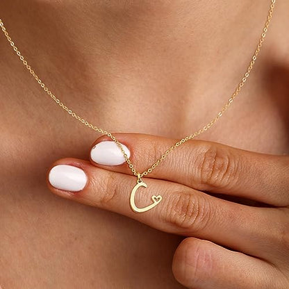 Tewiky Initial Necklace for Women-14k Gold Plated Dainty Letter Necklaces | Trendy Cute Custom Personalized Monogram Necklaces - color: gold, style: E