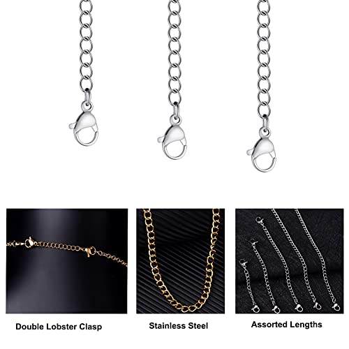 10Pcs Stainless Steel Necklace Extender Chain Links, Silver Necklace Extenders for Bracelet Anklet Stainless Steel Chain Extenders for Jewelry Making 2in 3in 4in 5in 6in (10 Silver) - color: Silver 10pcs