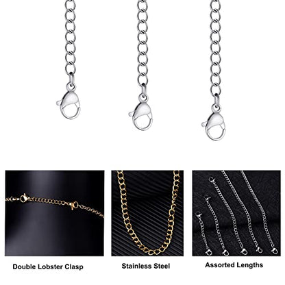 5Pcs Silver Stainless Steel Necklace Extender Chain Links Silver Lobster Necklace Extenders for Necklaces Bracelet Anklet Stainless Steel Chain Extenders for Jewelry Making (2in 3in 4in 5in 6in) - color: Silver