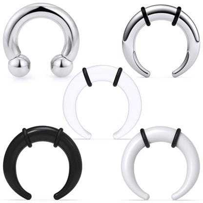 Lcolyoli Large Septum Rings 16G 14G 12G 10G 8G 6G PA Ring Internally Threaded Spike Horseshoe Barbell Stainless Steel & Acrylic Plastic Pincher Tapers C Shape Buffalo Stretcher Expander for Women Men - color: 6G