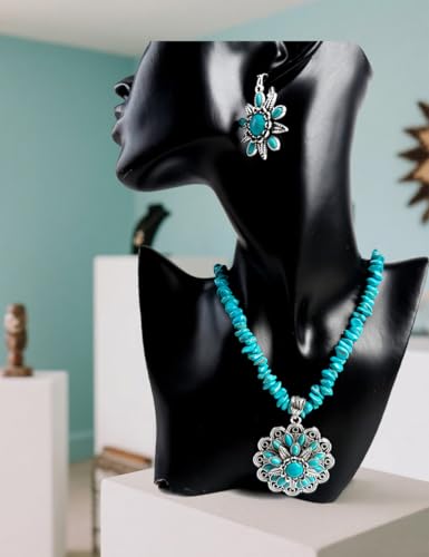 TOPACC Western Jewelry Set for Women Navajo Pearl Necklace Turquoise Cowgirl Accessories for Country Concert Outfit - color: C-Turquoise