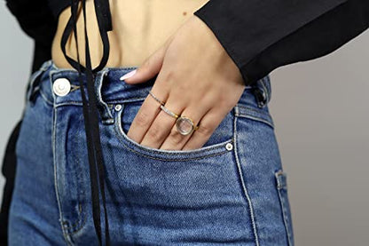 Quartz Ring - Fashion Statement Bezel Ring for Women - Handmade Crystal Ring - Customizable Size Artisan Jewelry with Fancy Box